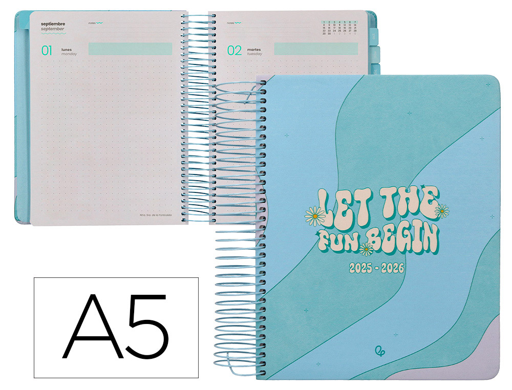 AGENDA ESCOLAR LIDERPAPEL 25-26 ESPIRAL ZANTE DIA PAGINA A5 BILINGE PAPEL FSC 80 GR